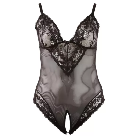 Cottelli Plus Size - čipkast body - črna - večja velikost - XXXL