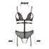Cottelli Bondage - Odprt body z verigami (črna) - XL