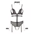 Cottelli Bondage - odprti bodi s trakovi in verigami - črna - XL