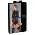 Cottelli Bondage - erotični body brez rokavov - sijoč - z lisicami za roke - črn - XL