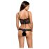Obsessive Alluria - Čipkasti body z rožicami (črna) - L/XL