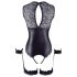 Cottelli Bondage - sijajni odprti body in manšete (črna)