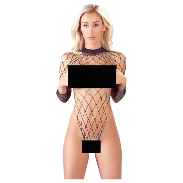 NO:XQSE - črn mrežast body z dolgimi rokavi (S-L)