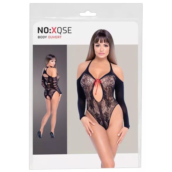 NO:XQSE - črno body z mašno, z dolgimi rokavi (S-L)