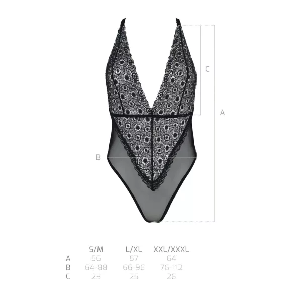 Passion Eco Zinnia - body iz čipke (črno)