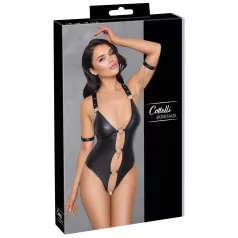   Cottelli Bondage - odprto svetleče body z obročem - črna - M