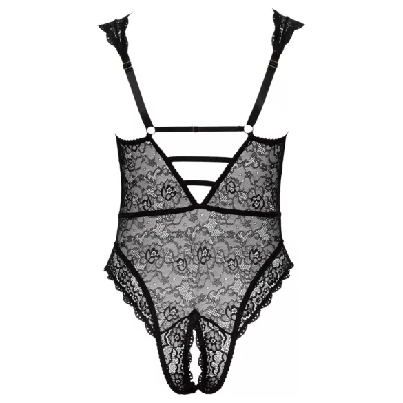Cottelli Curves Plus Size - prozoren vzorčast bodi - črna - večja velikost