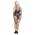 Cottelli Curves Plus Size - prozoren vzorčast bodi - črna - večja velikost - 90D/XL