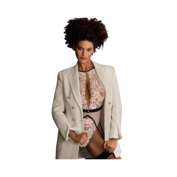 Obsessive - bodi s podvezicami - roza - L/XL