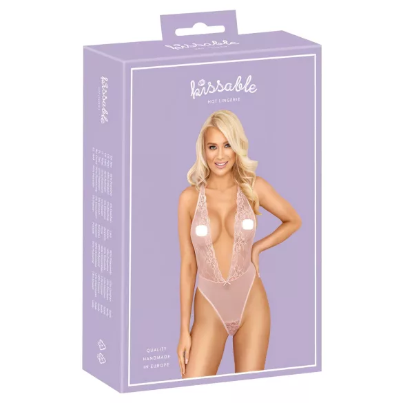 Kissable - bodi iz čipke - roza - L/XL