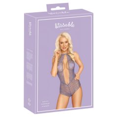 Kissable - body iz čipke z ovratnico - vijolična - L/XL