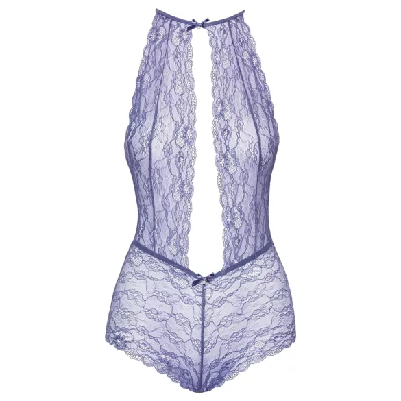 Kissable - body iz čipke z ovratnico - vijolična - L/XL