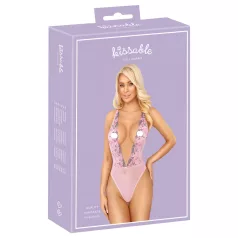 Kissable - body s cvetličnim vezenjem - roza - L/XL
