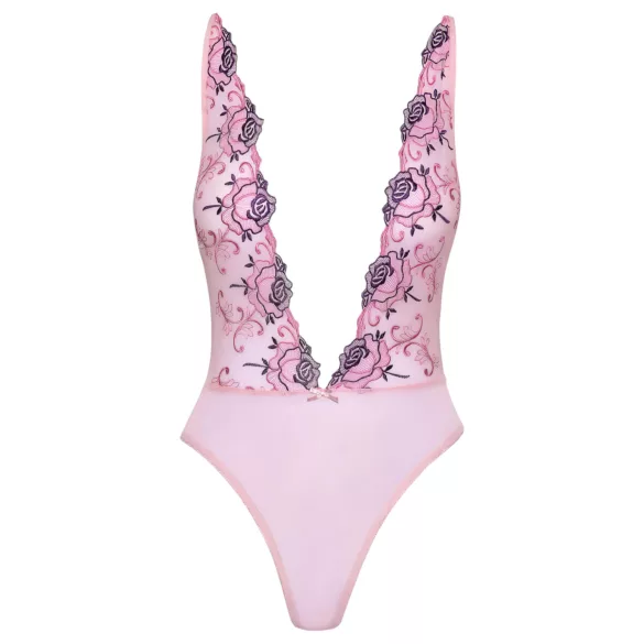 Kissable - body s cvetličnim vezenjem - roza - L/XL