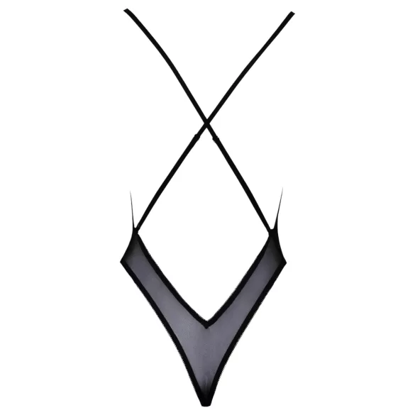 Poljubi me - roza našit body (črna) - L/XL