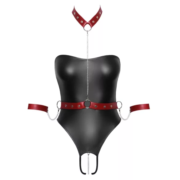 Cottelli Bondage - svetleč body in lisice za roke (črna)