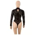 Cottelli - čipkast body z dolgimi rokavi (črn) - S