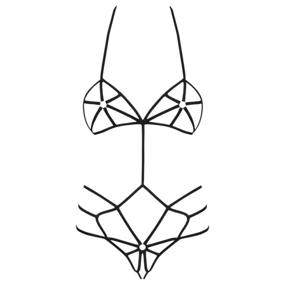 Obsessive - žensko body s trakovi - črna - S/M