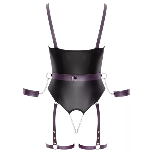 Cottelli - erotično bondage body z lisicami - črna - L