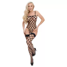   Cottelli Fantasy - črn mrežast body in samostoječe nogavice (S-L)