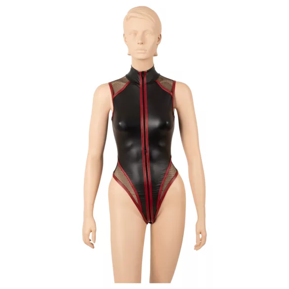 Cottelli - mrežasti body z zadrgo (črn)