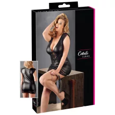   Cottelli Plus Size - bleščeča obleka s čipko - črna - XXL