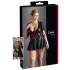 Cottelli Plus Size - obleka z rdečim korzetom - črna, sijoča - XXXL