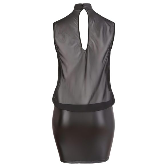 Cottelli Plus Size - seksi obleka iz svetlečega šifona - črna - 4XL