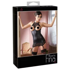   Abierta Fina - seksi mini obleka - prosojna satenasta - črna
