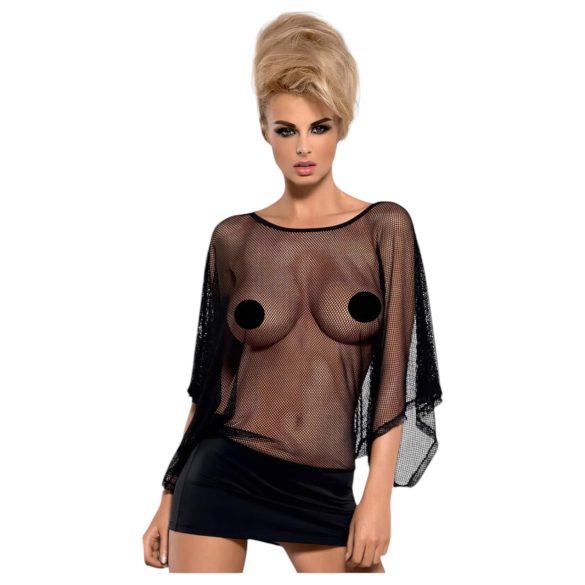 Obsessive Punker - prozorna mini obleka in tangice (črna) - L/XL