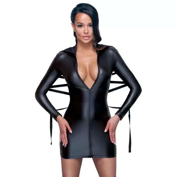 Cottelli Bondage - erotična obleka z leskom - trak za vezanje - črna - L