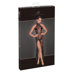 Noir - dolga prosojna obleka - cvetlični vzorec - črna - M