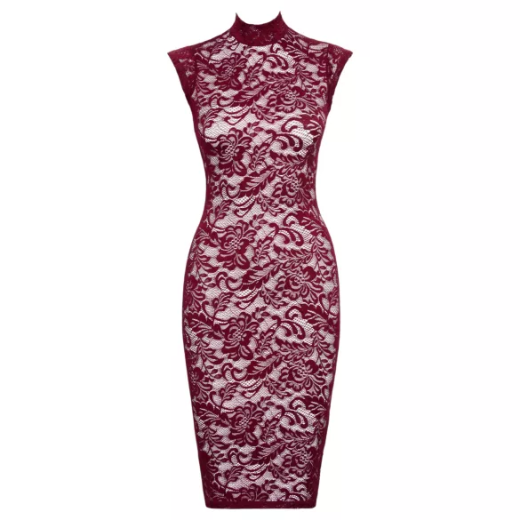 Cottelli - prosojna čipkasta obleka - bordo - M