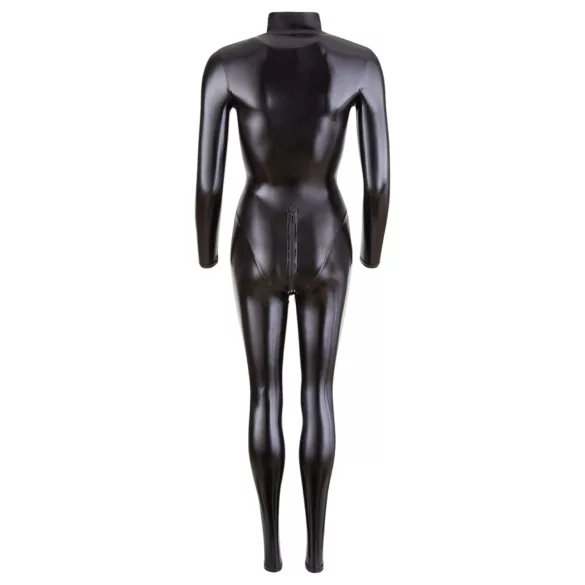 Cottelli - ženski catsuit z dolgimi rokavi - bleščeča črna