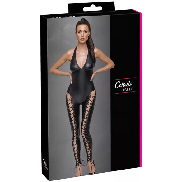 Cottelli Party - črna korzetna obleka z ovratnikom - L