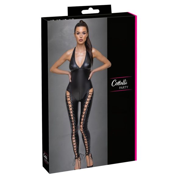 Cottelli Party - črna čipkasta obleka z naramnicami - XL
