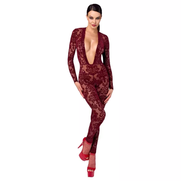 Noir Kink Royal - prosojen catsuit - rdeča - M