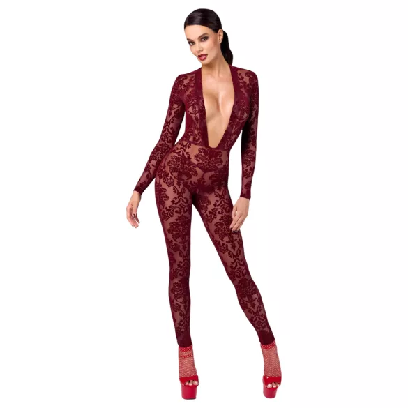 Noir Kink Royal - prosojen catsuit - rdeča - L