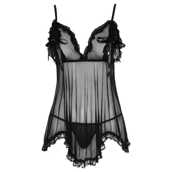 Cottelli - babydoll spalna srajca - prosojna, volančki - črna - XL