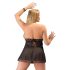 Cottelli Plus Size - črna čipkasta babydoll srajčka - 2XL