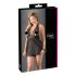 Cottelli Plus Size - črna čipkasta babydoll srajčka - 2XL