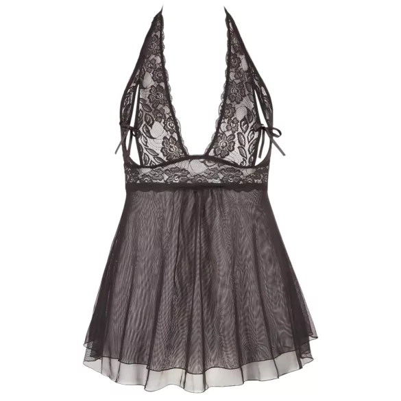 Cottelli Plus Size - babydoll za močnejše postave - čipkast, črn - 2XL