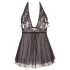 Cottelli Plus Size - črna čipkasta babydoll srajčka - 2XL