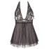 Cottelli Plus Size - babydoll za močnejše postave - čipkast, črn - 4XL