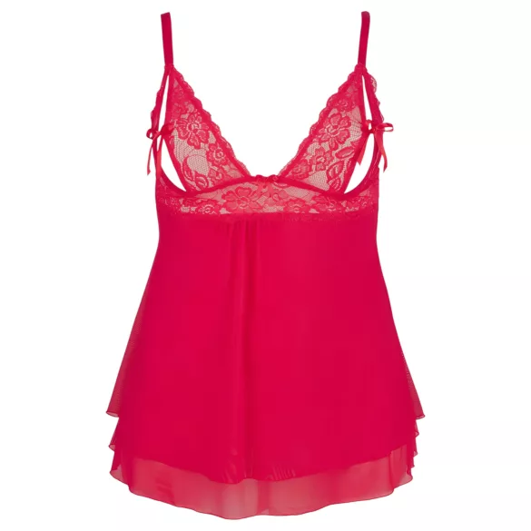 Cottelli Plus Size - babydoll iz čipke - rdeča - večja številka - 2XL