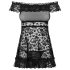 Obsessive Flores - čipkast babydoll in tangice (črno) - L/XL