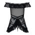 Obsessive Flores - čipkast babydoll in tangice (črno) - L/XL