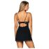 Obsessive Luvae - cvetlična nočna srajca s strassi in tangicami (črna) - L/XL