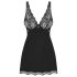 Obsessive Luvae - cvetlična nočna srajca s strassi in tangicami (črna) - L/XL