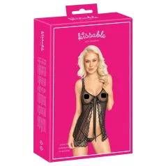 Kissable - odprt babydoll (črna)